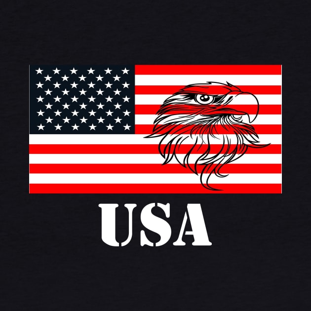 American Flag with Bald Eagle and USA logo by BlueDolphinStudios